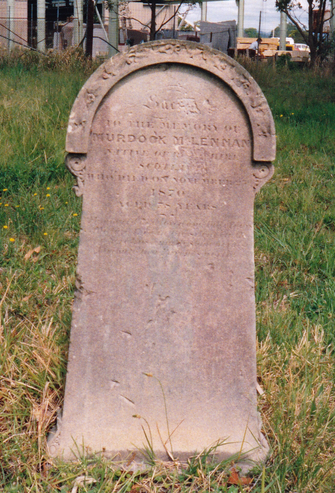 Photo of headstones/Murdock McLennan d1870 hdstn Purfleet nr Taree